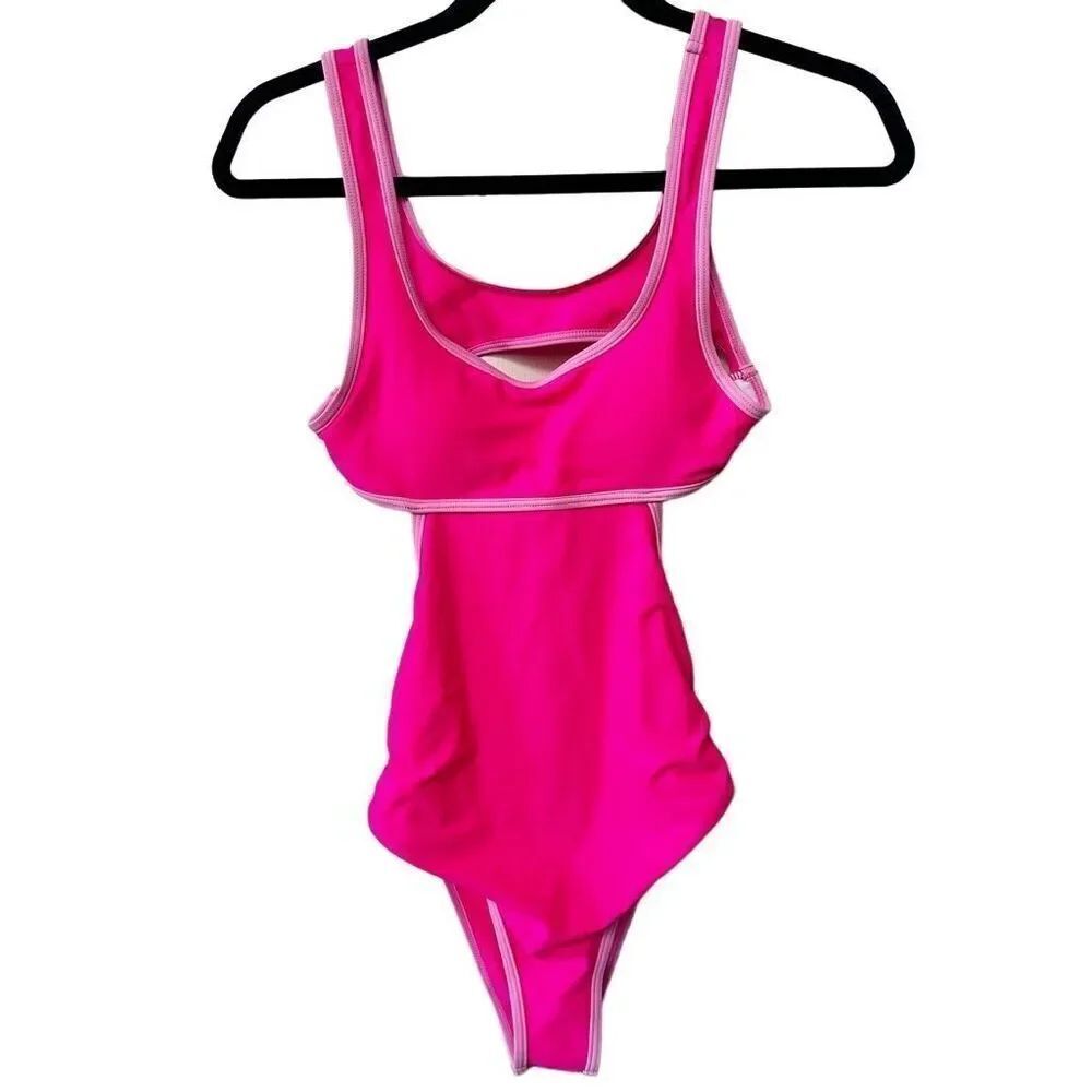 Shein pink one peice cut out bathing suit